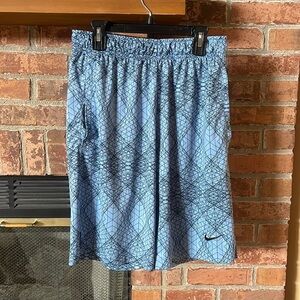 Nike Blue Patterned Long Athletic Shorts